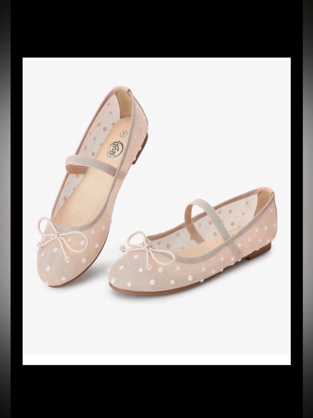 Polka Dot Ballet Flats with Strap - Blush Pink